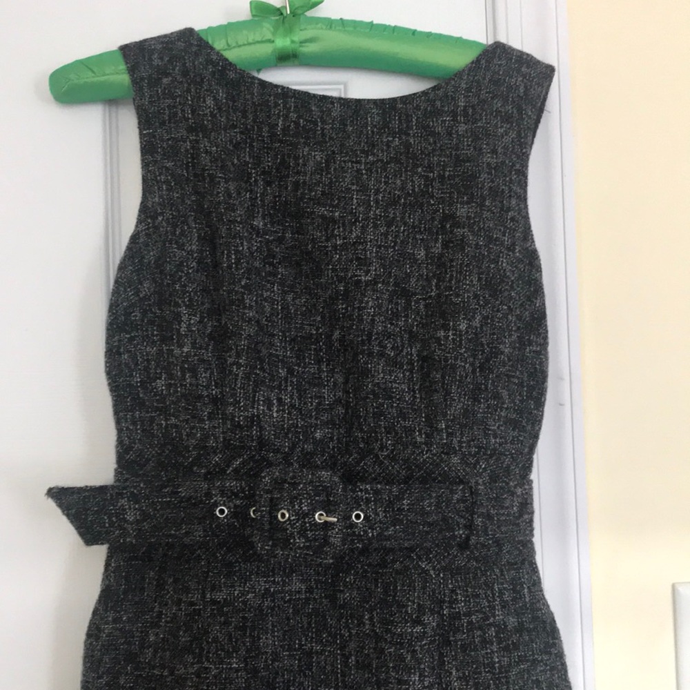 Petite grey tweed work dress